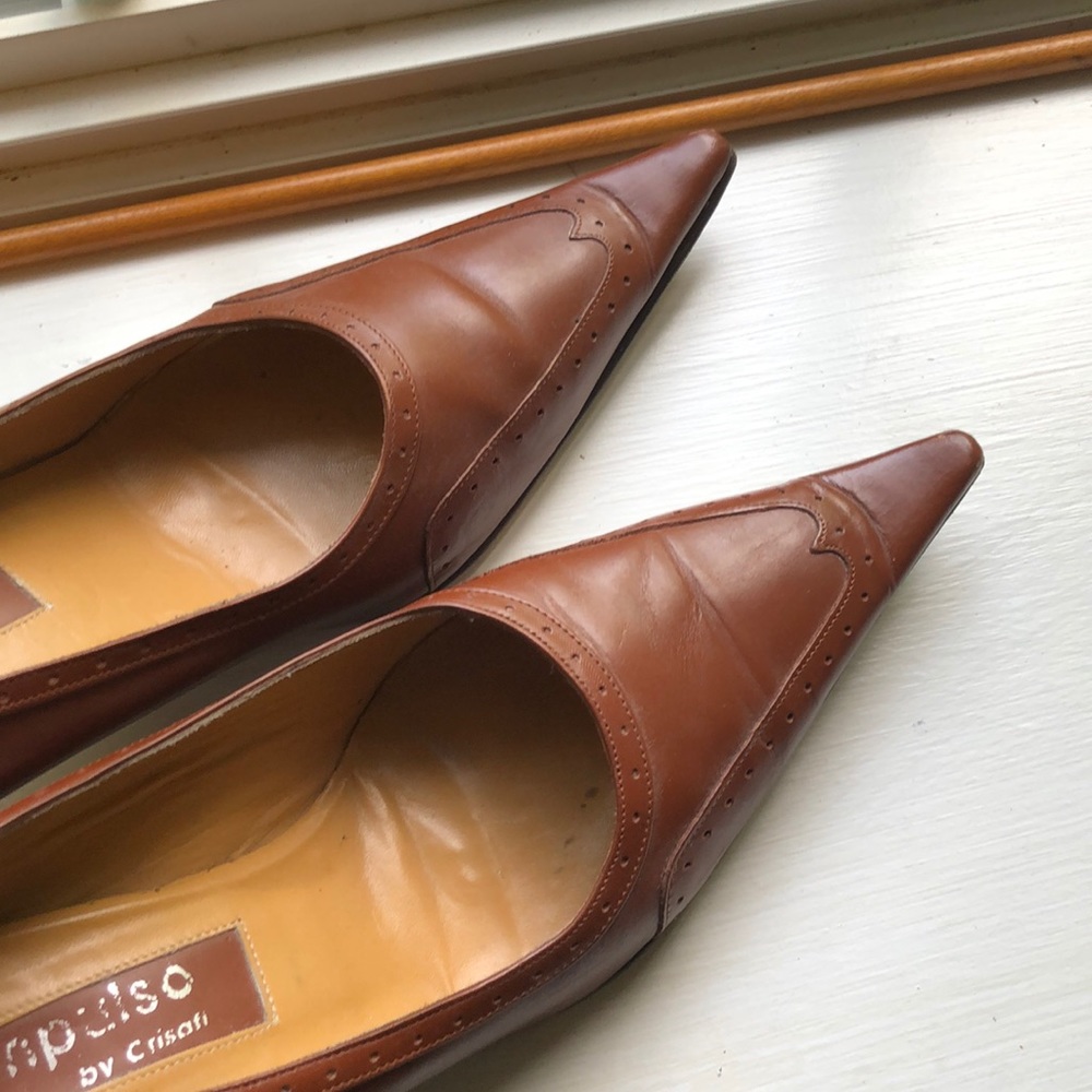 Gorgeous Tobacco Color Leather Shoes Made in Italy
